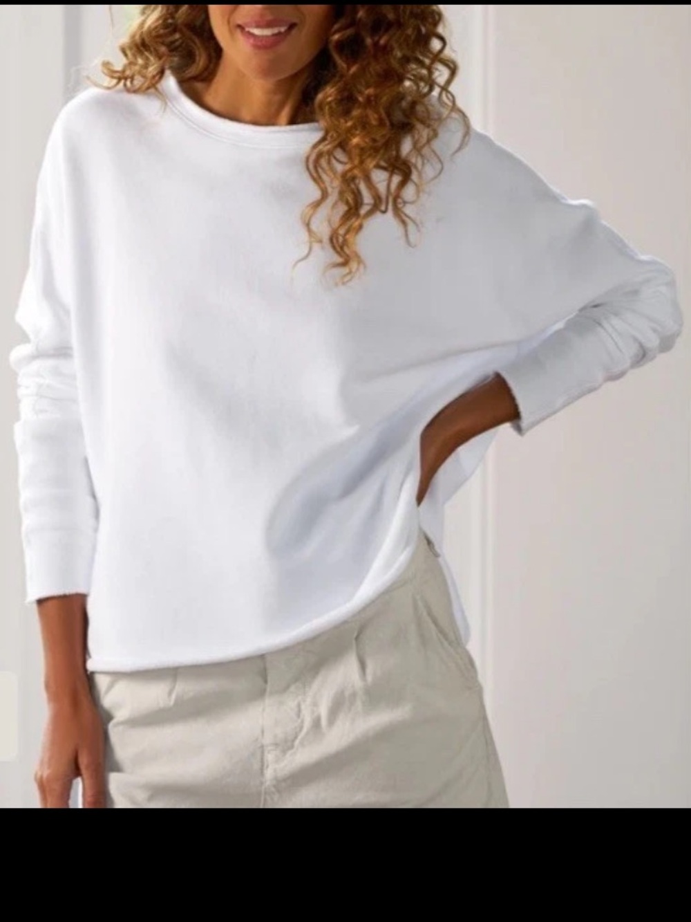 Frank & Eileen Anna Long-Sleeve Triple Fleece Capelet SZ Small White